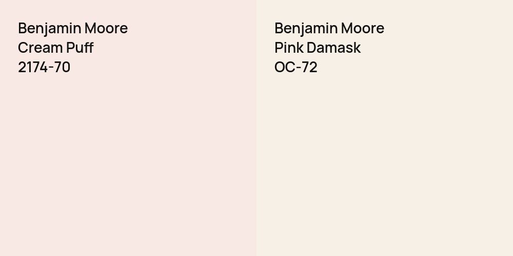 Benjamin Moore Cream Puff vs. Benjamin Moore Pink Damask