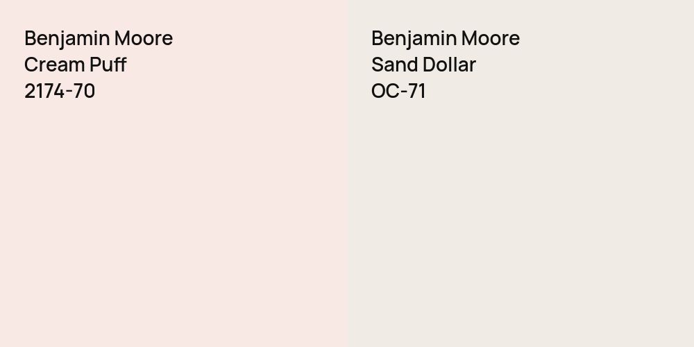 Benjamin Moore Cream Puff vs. Benjamin Moore Sand Dollar