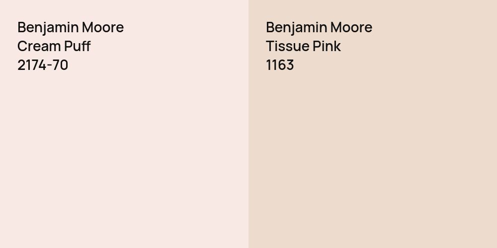 Benjamin Moore Cream Puff vs. Benjamin Moore Tissue Pink