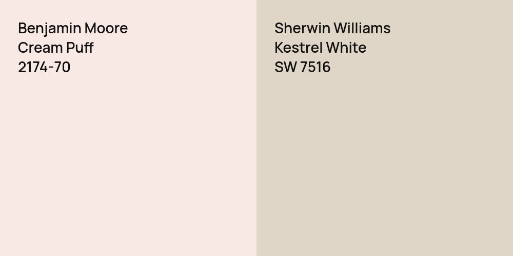 Benjamin Moore Cream Puff vs. Sherwin Williams Kestrel White