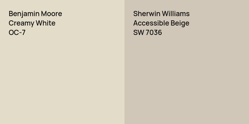 Benjamin Moore Creamy White vs. Sherwin Williams Accessible Beige