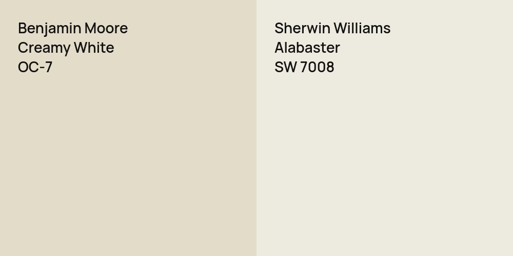 Benjamin Moore Creamy White vs. Sherwin Williams Alabaster