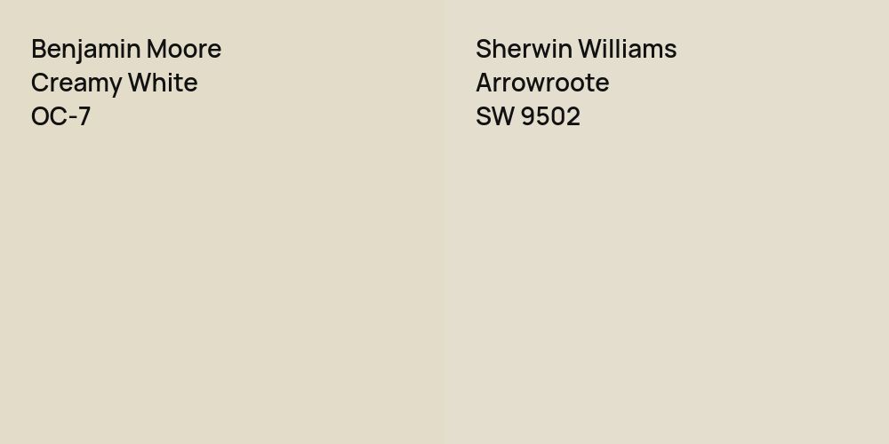 Benjamin Moore Creamy White vs. Sherwin Williams Arrowroote