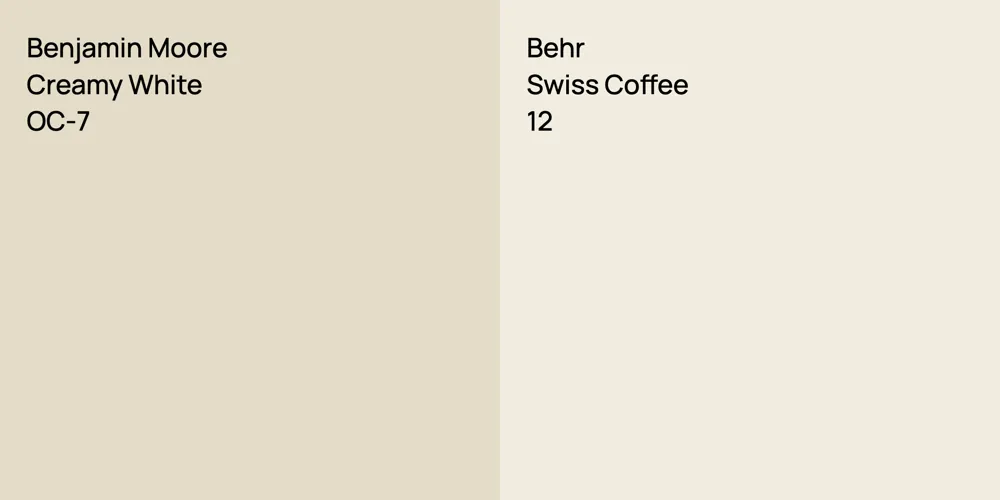 Benjamin Moore Creamy White vs. Behr Swiss Coffee