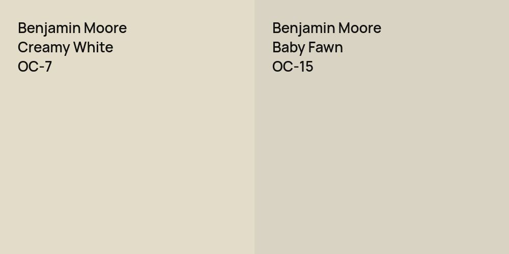 Benjamin Moore Creamy White vs. Benjamin Moore Baby Fawn