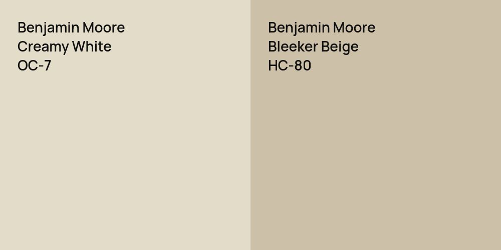 Benjamin Moore Creamy White vs. Benjamin Moore Bleeker Beige