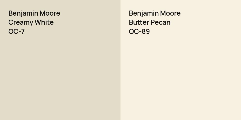 Benjamin Moore Creamy White vs. Benjamin Moore Butter Pecan