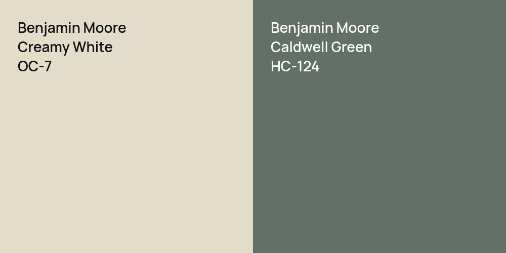 Benjamin Moore Creamy White vs. Benjamin Moore Caldwell Green