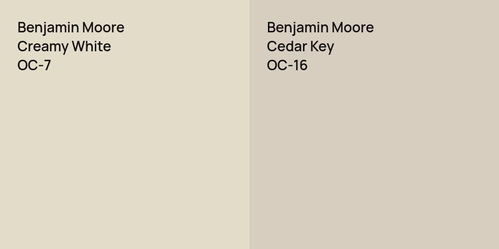 Benjamin Moore Creamy White vs. Benjamin Moore Cedar Key