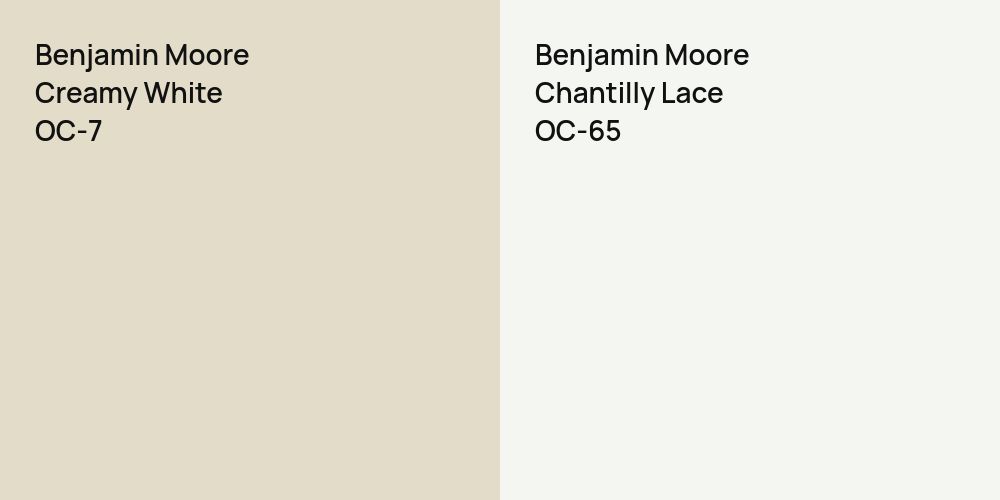 Benjamin Moore Creamy White vs. Benjamin Moore Chantilly Lace