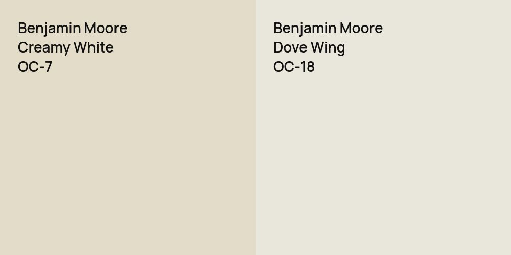 Benjamin Moore Creamy White vs. Benjamin Moore Dove Wing