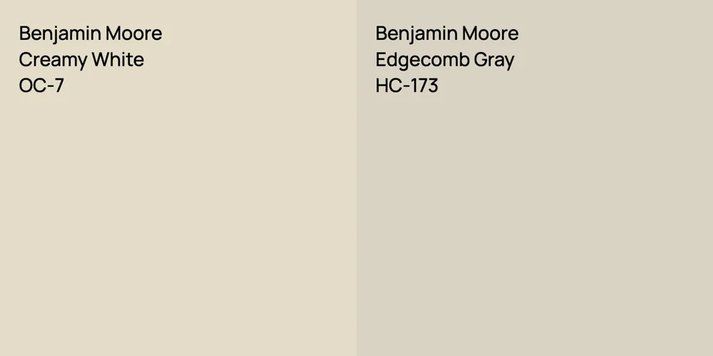 Benjamin Moore Creamy White vs. Benjamin Moore Edgecomb Gray