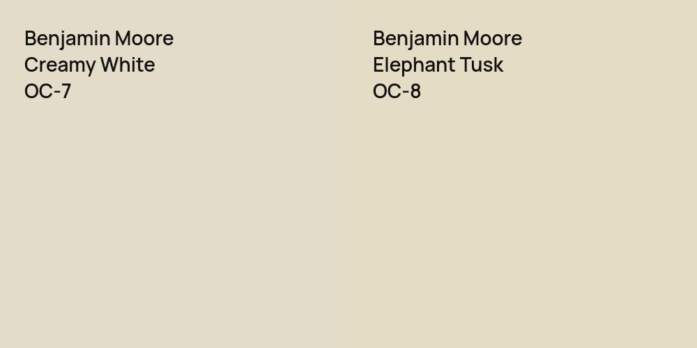 Benjamin Moore Creamy White vs. Benjamin Moore Elephant Tusk