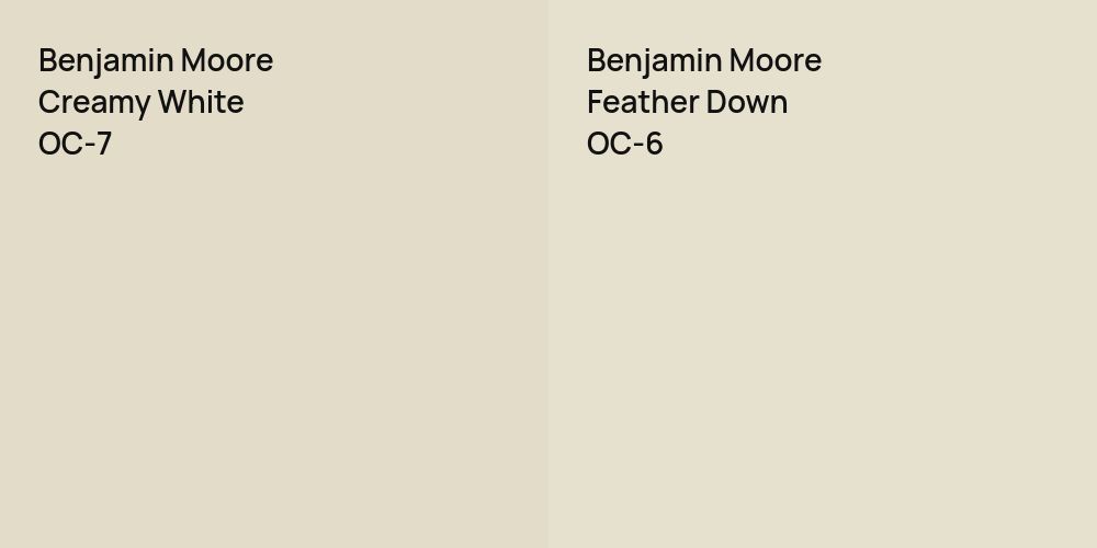 Benjamin Moore Creamy White vs. Benjamin Moore Feather Down