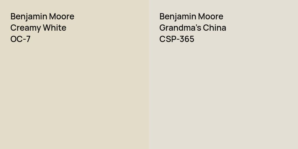 Benjamin Moore Creamy White vs. Benjamin Moore Grandma's China