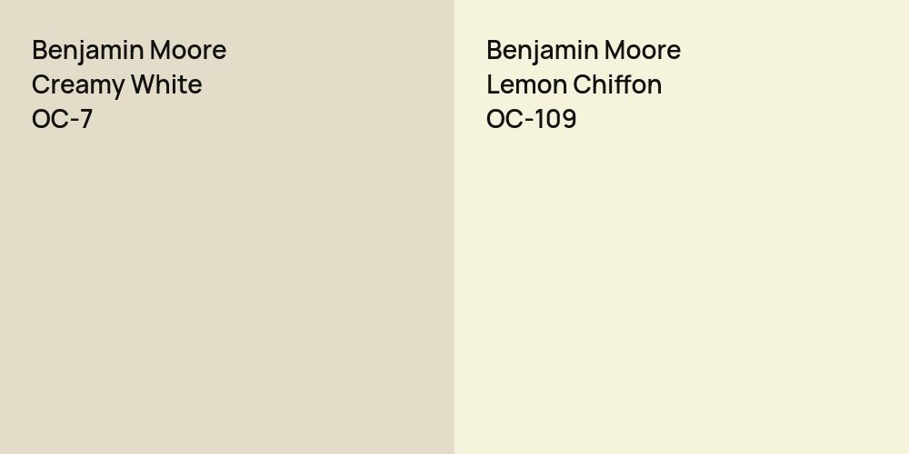 Benjamin Moore Creamy White vs. Benjamin Moore Lemon Chiffon