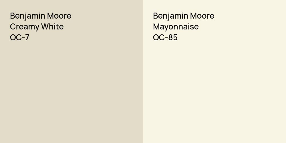 Benjamin Moore Creamy White vs. Benjamin Moore Mayonnaise