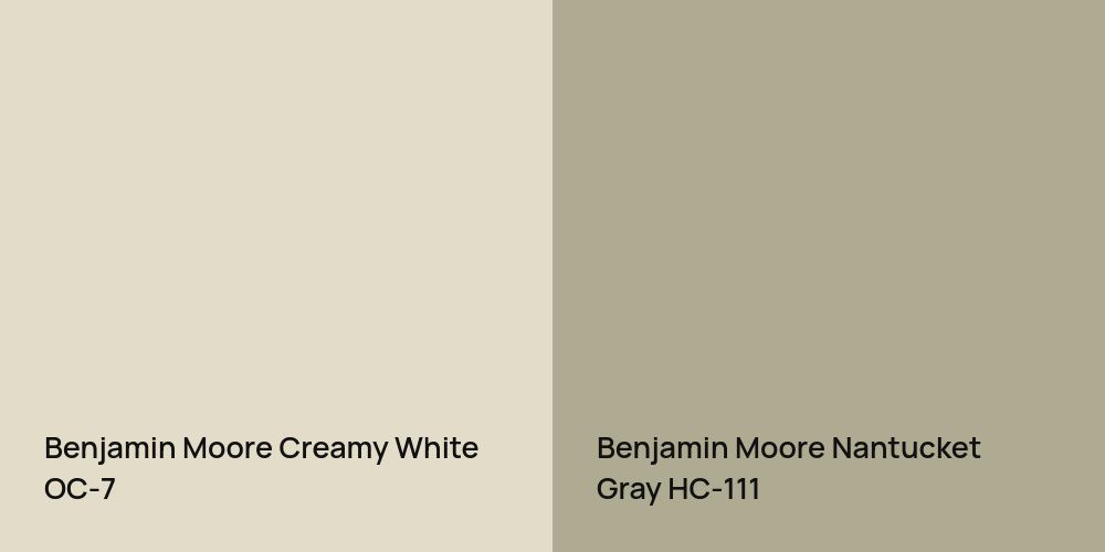 Benjamin Moore Creamy White vs. Benjamin Moore Nantucket Gray