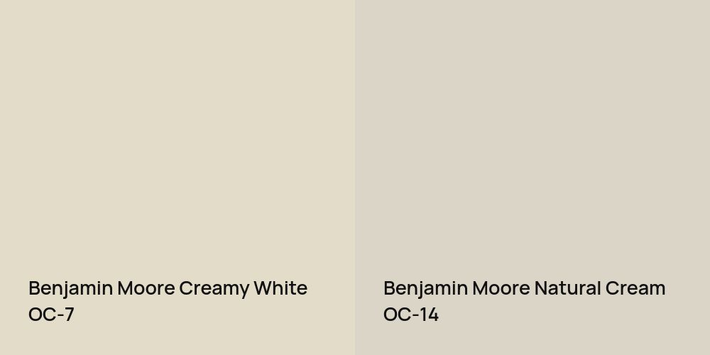 Benjamin Moore Creamy White vs. Benjamin Moore Natural Cream