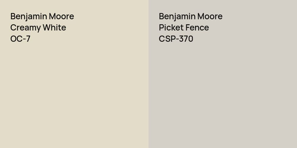 Benjamin Moore Creamy White vs. Benjamin Moore Picket Fence