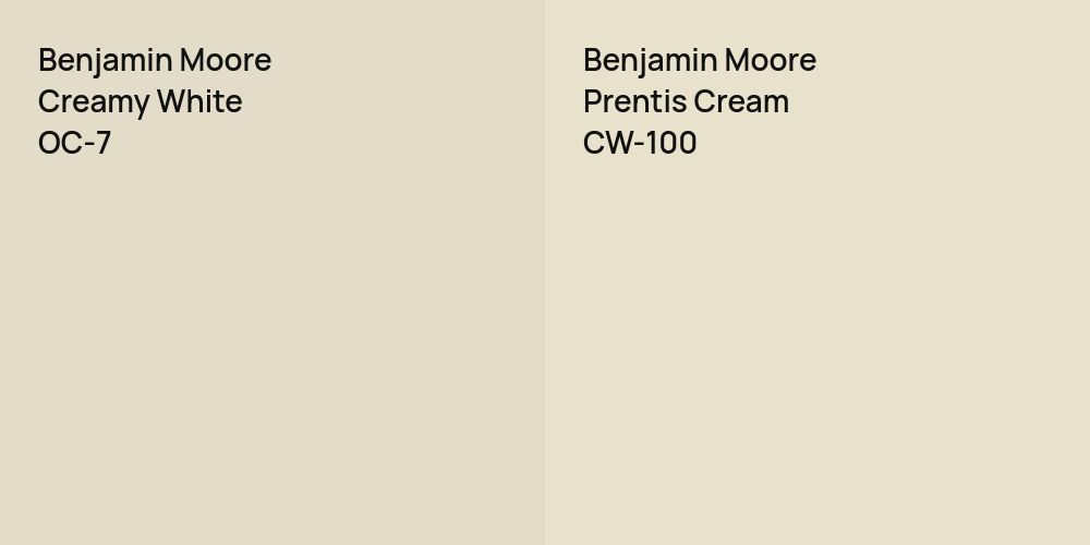 Benjamin Moore Creamy White vs. Benjamin Moore Prentis Cream