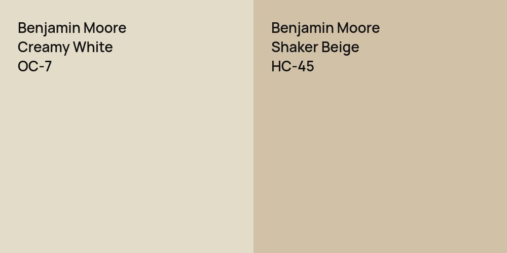 Benjamin Moore Creamy White vs. Benjamin Moore Shaker Beige