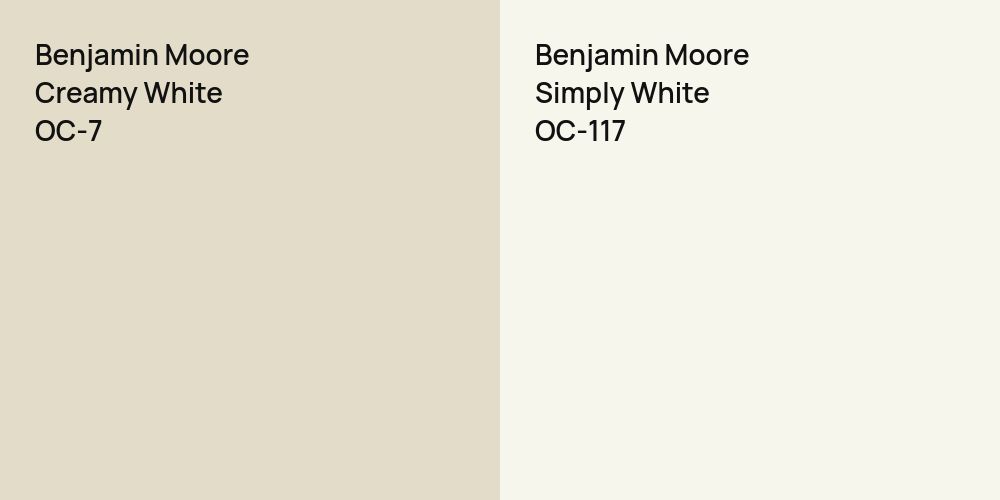 Benjamin Moore Creamy White vs. Benjamin Moore Simply White