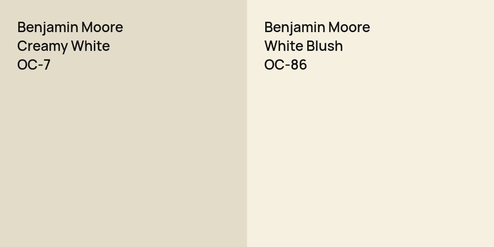 Benjamin Moore Creamy White vs. Benjamin Moore White Blush