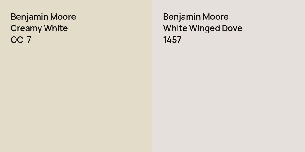 Benjamin Moore Creamy White vs. Benjamin Moore White Winged Dove