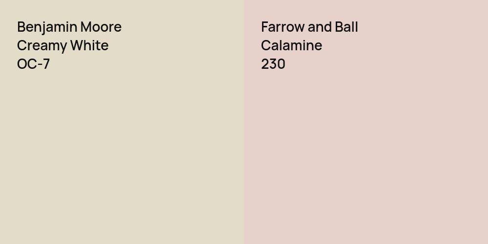 Benjamin Moore Creamy White vs. Farrow and Ball Calamine