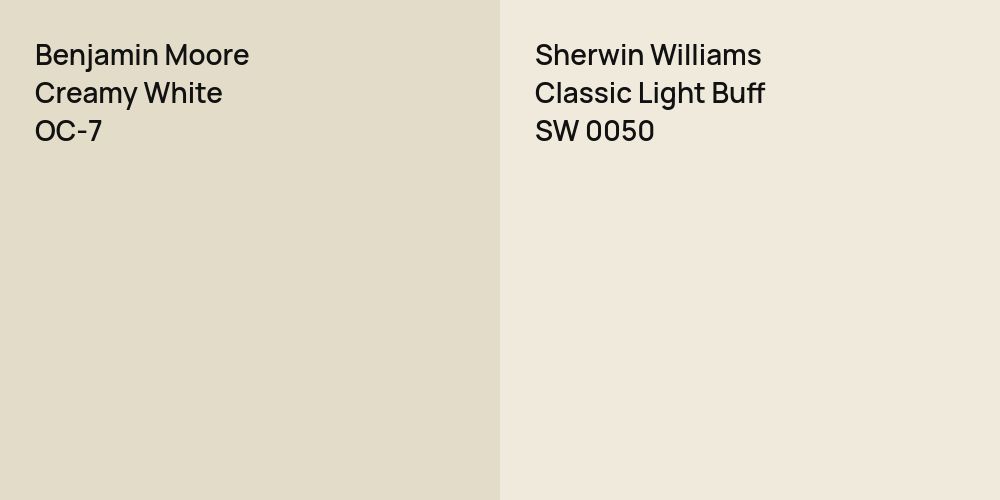 Benjamin Moore Creamy White vs. Sherwin Williams Classic Light Buff