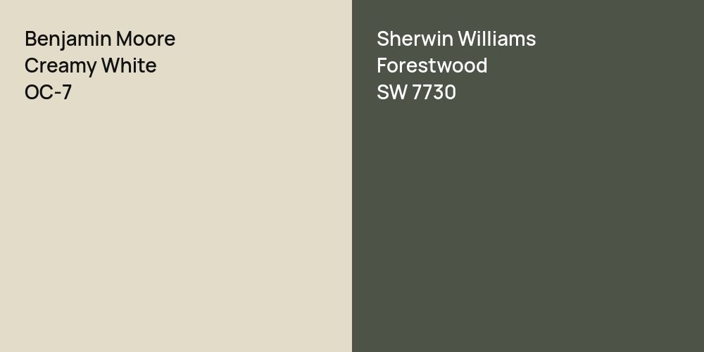 Benjamin Moore Creamy White vs. Sherwin Williams Forestwood