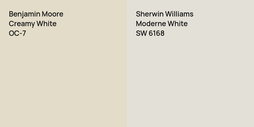 Benjamin Moore Creamy White vs. Sherwin Williams Moderne White