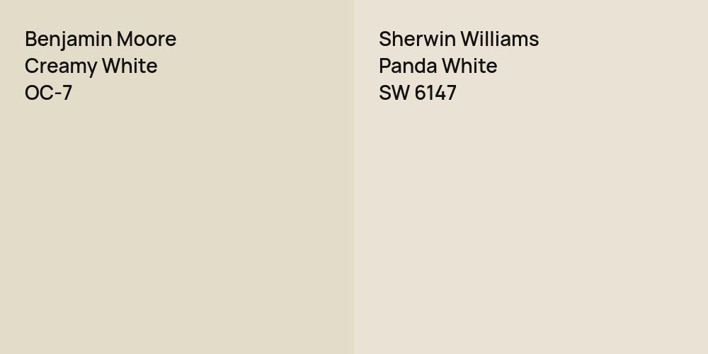 Benjamin Moore Creamy White vs. Sherwin Williams Panda White