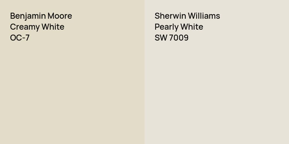 Benjamin Moore Creamy White vs. Sherwin Williams Pearly White