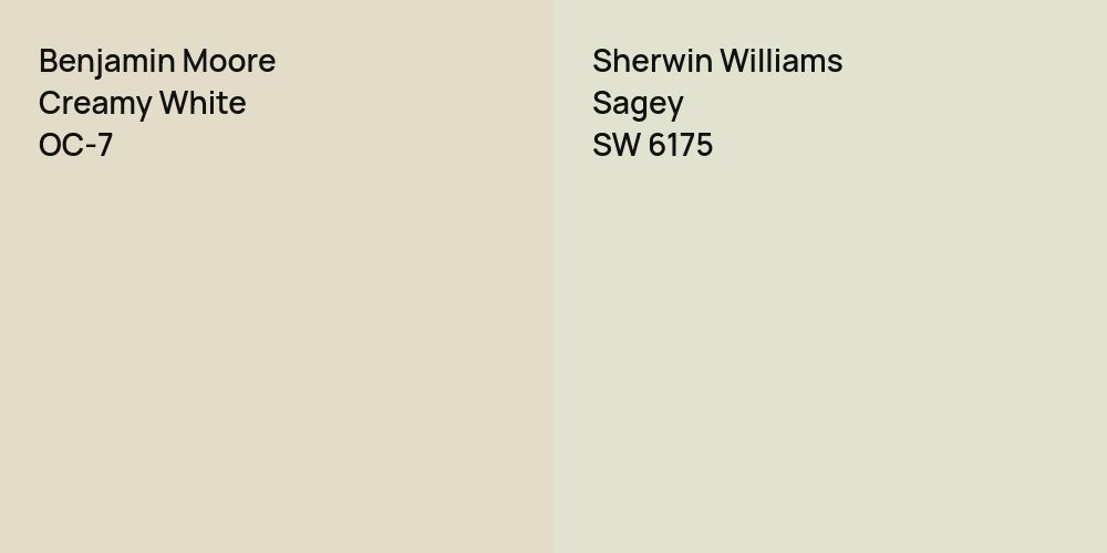 Benjamin Moore Creamy White vs. Sherwin Williams Sagey