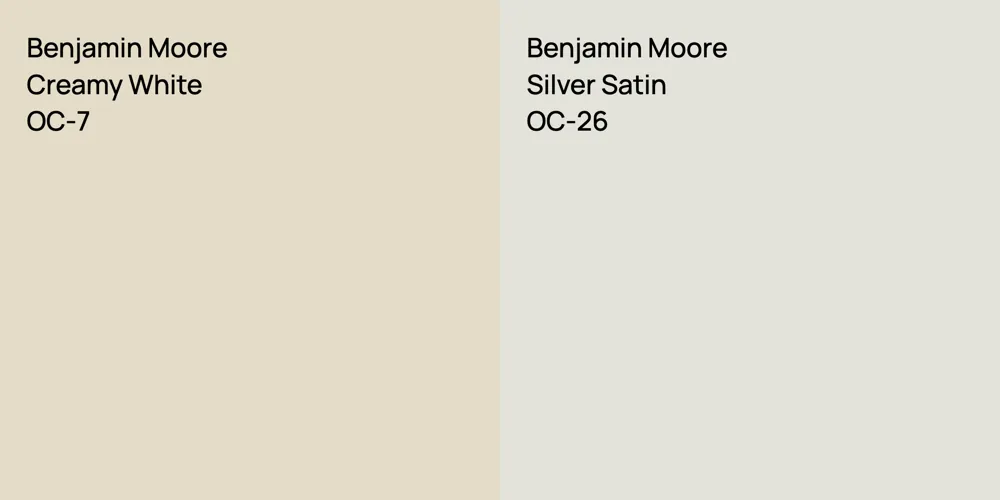 Benjamin Moore Creamy White vs. Benjamin Moore Silver Satin