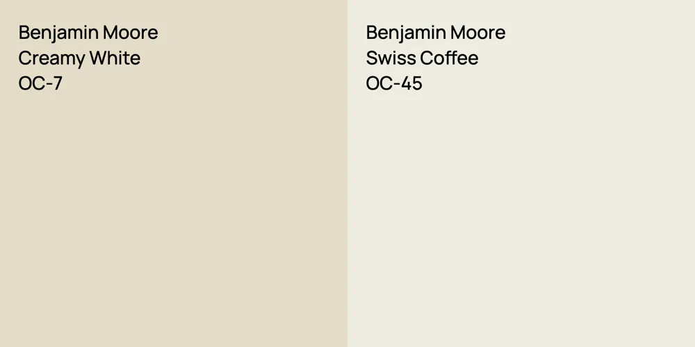 Benjamin Moore Creamy White vs. Benjamin Moore Swiss Coffee