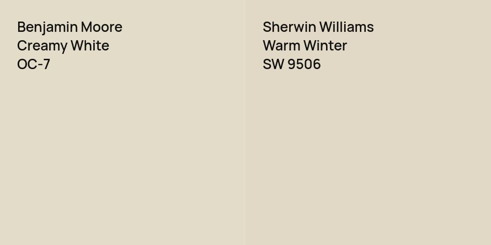 Benjamin Moore Creamy White vs. Sherwin Williams Warm Winter