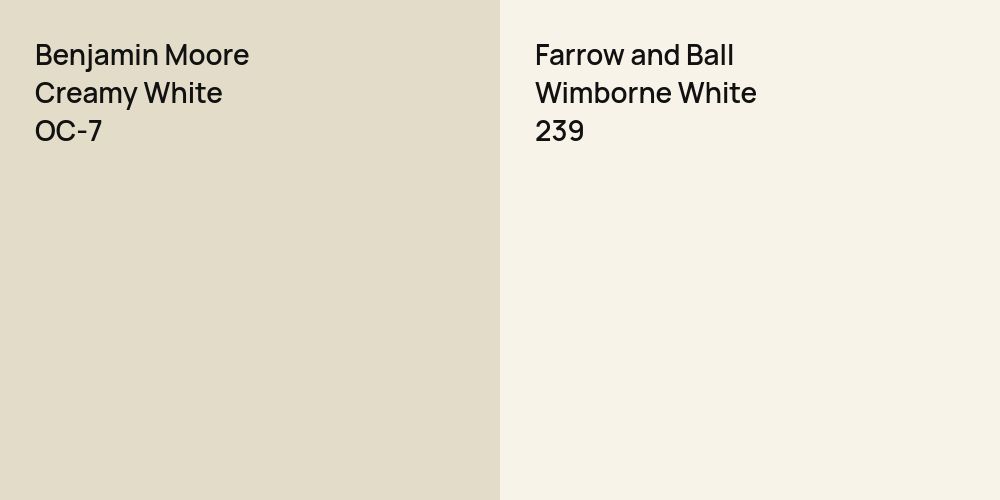 Benjamin Moore Creamy White vs. Farrow and Ball Wimborne White