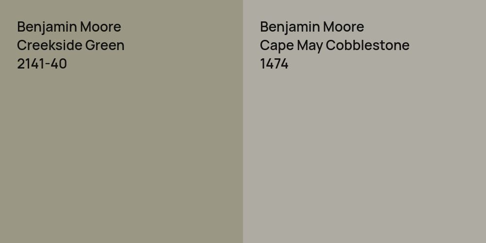 Benjamin Moore Creekside Green vs. Benjamin Moore Cape May Cobblestone