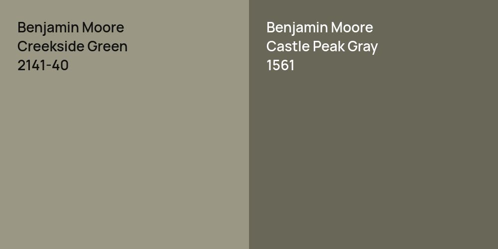 Benjamin Moore Creekside Green vs. Benjamin Moore Castle Peak Gray