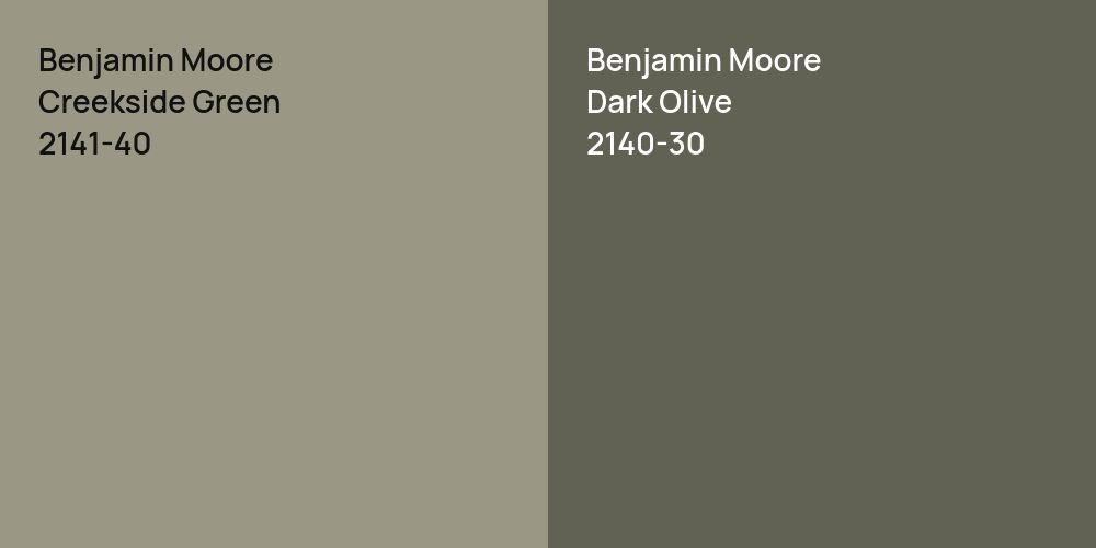 Benjamin Moore Creekside Green vs. Benjamin Moore Dark Olive