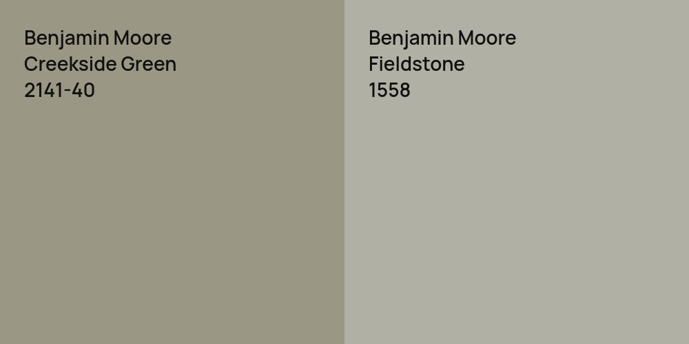 Benjamin Moore Creekside Green vs. Benjamin Moore Fieldstone