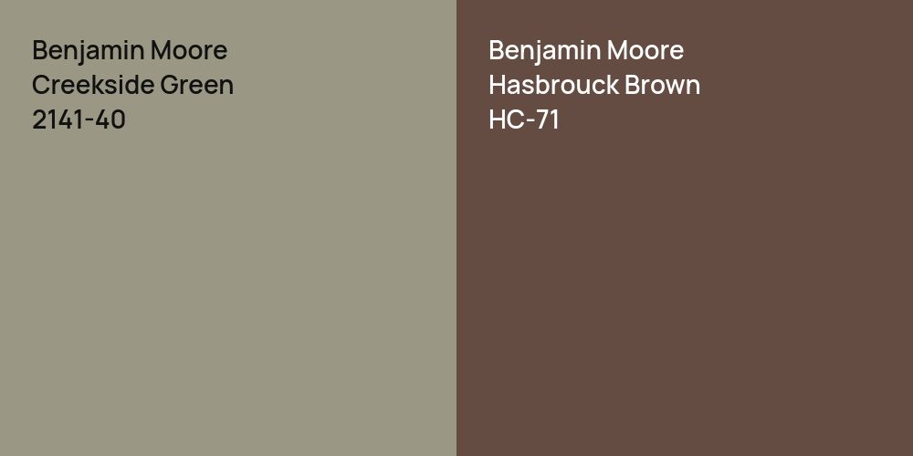 Benjamin Moore Creekside Green vs. Benjamin Moore Hasbrouck Brown