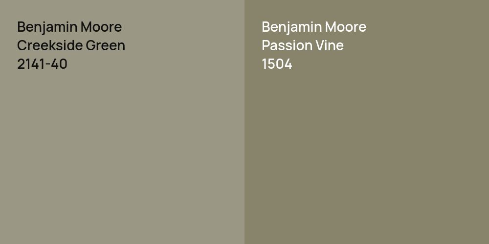 Benjamin Moore Creekside Green vs. Benjamin Moore Passion Vine