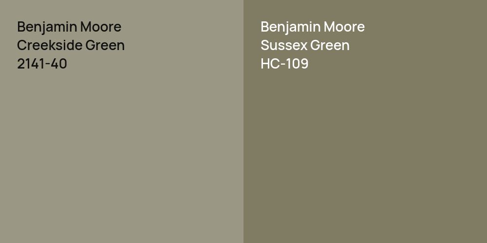 Benjamin Moore Creekside Green vs. Benjamin Moore Sussex Green