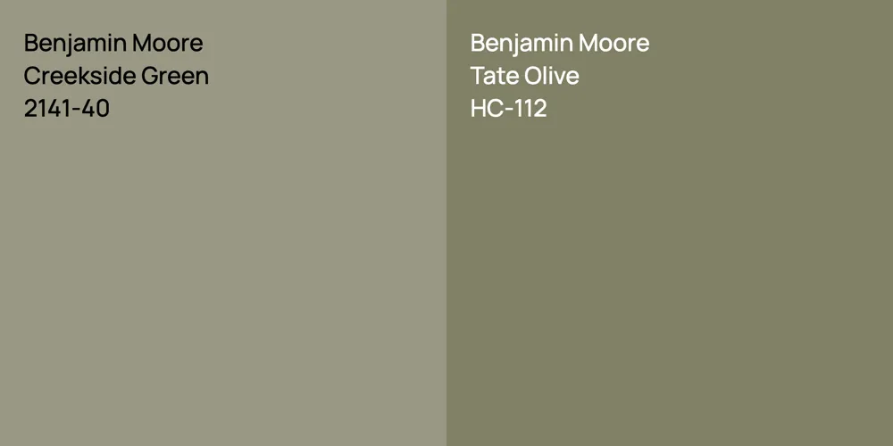 Benjamin Moore Creekside Green vs. Benjamin Moore Tate Olive