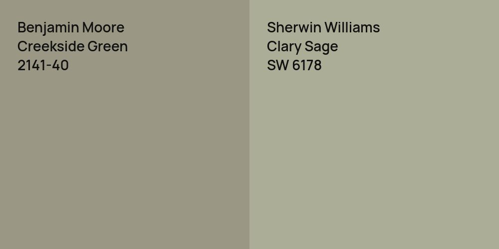 Benjamin Moore Creekside Green vs. Sherwin Williams Clary Sage