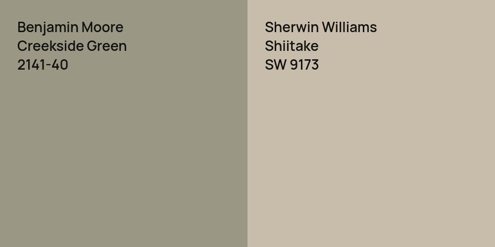 Benjamin Moore Creekside Green vs. Sherwin Williams Shiitake